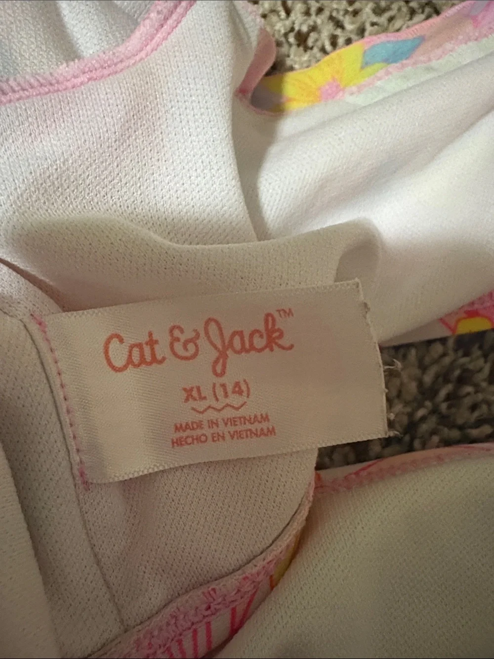 Cat & Jack Pink Floral Puff Sleeve Two-Piece Swimsuit